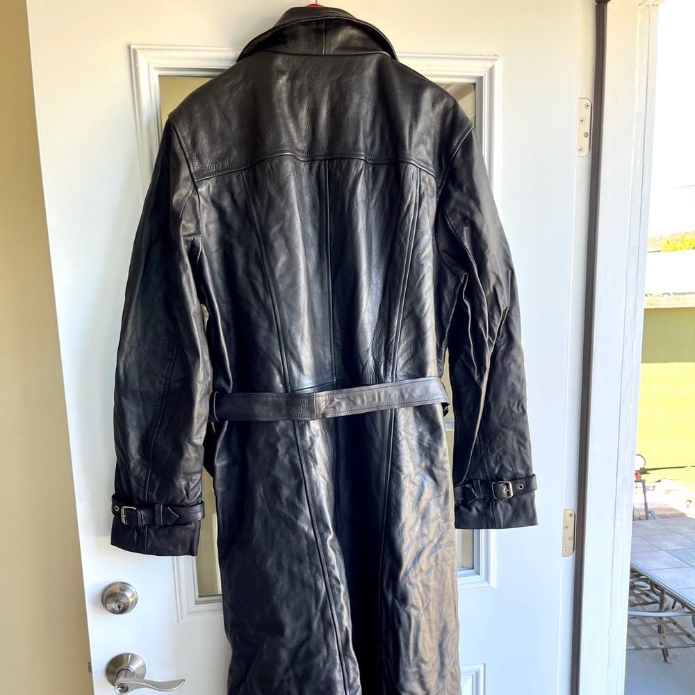 Daniel Black Leather Trench Coat - Picture 10 of 15